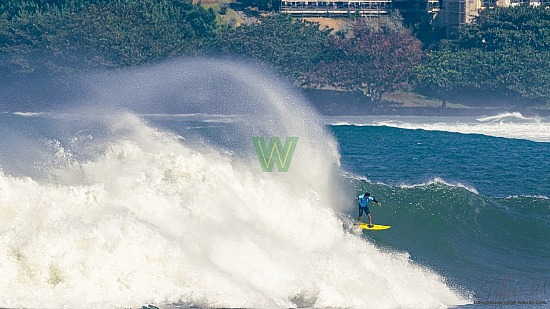 big wave surfing, blue vest, haena, hāʻena, yellow board, 01/16/21